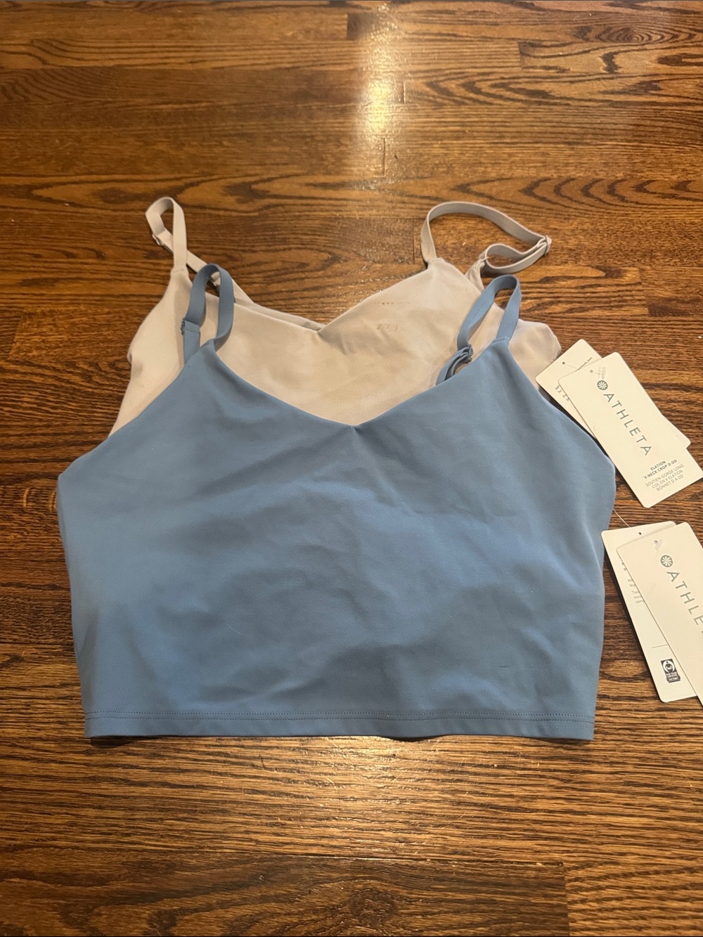 Lot of 2 NWT Elation V-Neck Crop D-DD Supportive Top in Light Purple and Blue